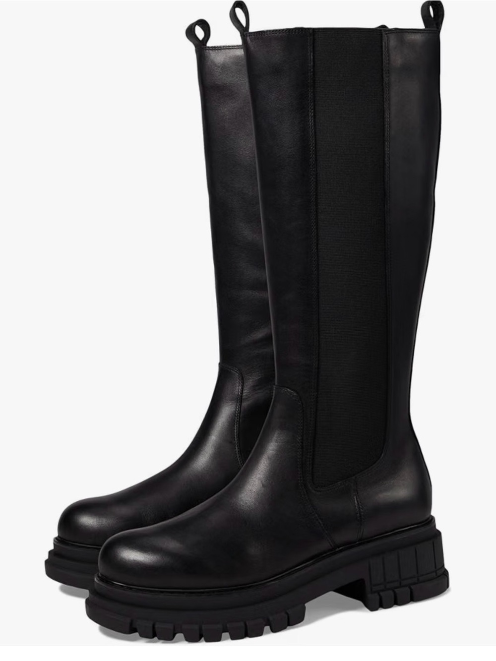 Steve Madden Quinnie Black Leather Knee-High Chunky  Sole Boots Brand New size 6